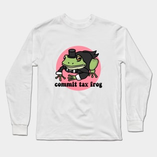 Commit Tax Frog Sticker - Pink Long Sleeve T-Shirt